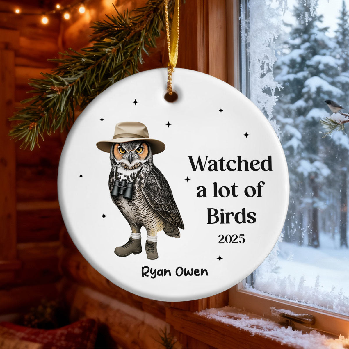 Bird Nerd Watched A Lot Of Birds - Personalized Ceramic Ornament - Gift for Bird Lover, Bird Watcher, Twitcher