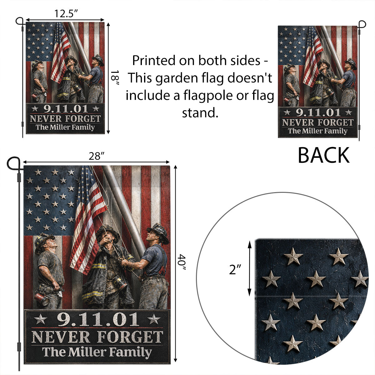 9/11 Memorial Flag of Heroes - Personalized Garden Flag - Outdoor Indoor House Outside Decor