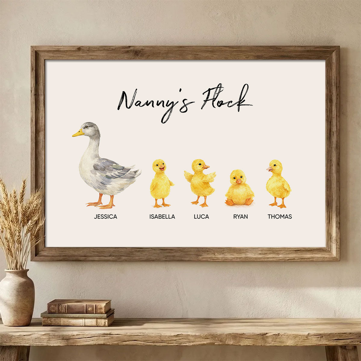 Nanny Flocks Duck Print - Personalised Poster - Mother's Day Gift for Grandma