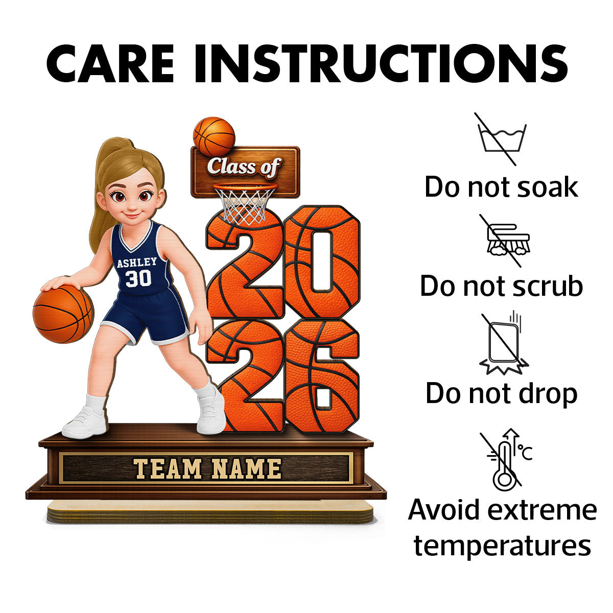 Basketball Senior Playing On Court Class Of 2026 2027 - Personalized 2-Layered Wooden Plaque - Graduation Gift For Son, Daughter