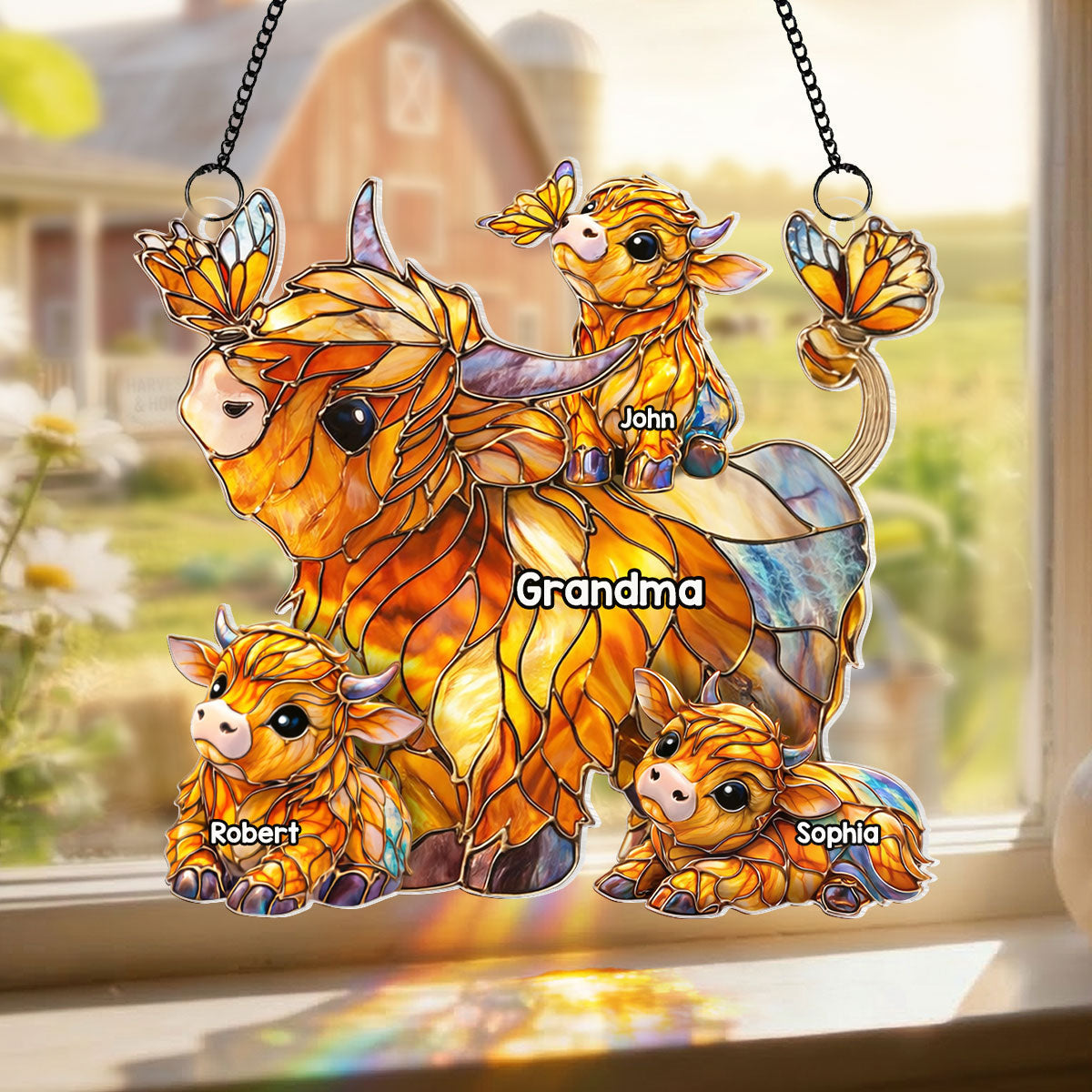 Mom Grandma's Herd - Personalized Suncatcher - Mother's Day Gift for Mom, Grandma, Wife