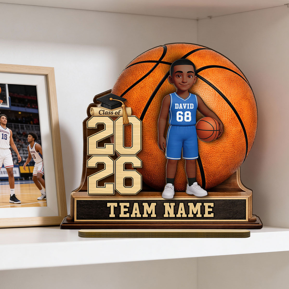Basketball Senior Keepsake - Personalized 2-Layered Wooden Plaque - Graduation Gift For Son, Daughter