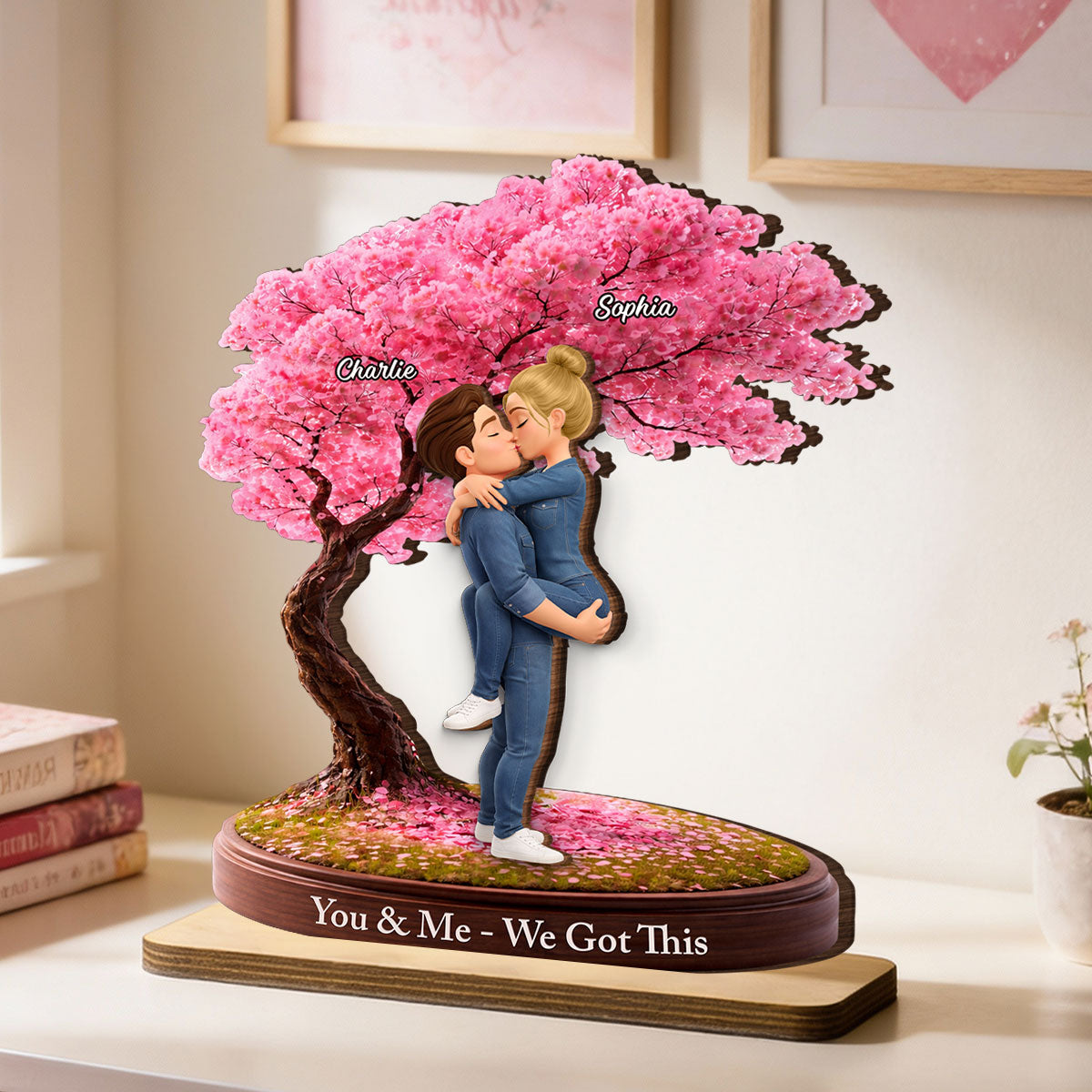 Love That Grows With Time - Personalized 2-Layered Wooden Plaque - Anniversary, Valentine's Day Gift, Gift For Him, Gift For Her