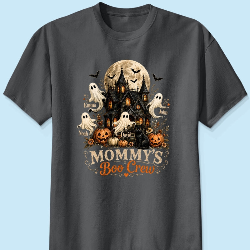 Mommy's Boo Crew Halloween Haunted House - Personalized Shirt - Gift for Mom, Wife