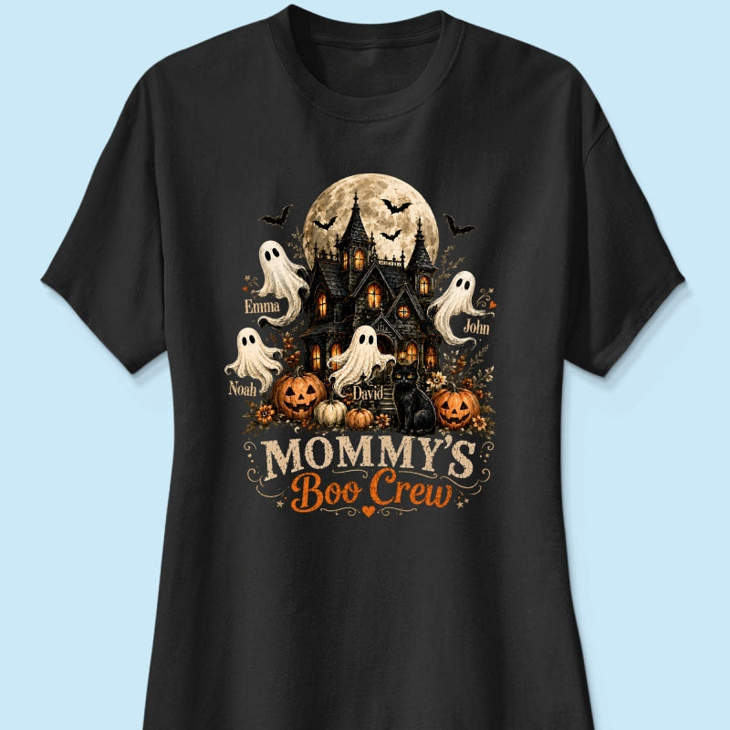 Mommy's Boo Crew Halloween Haunted House - Personalized Shirt - Gift for Mom, Wife