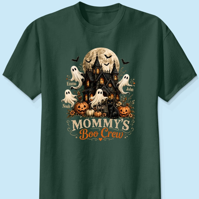 Mommy's Boo Crew Halloween Haunted House - Personalized Shirt - Gift for Mom, Wife