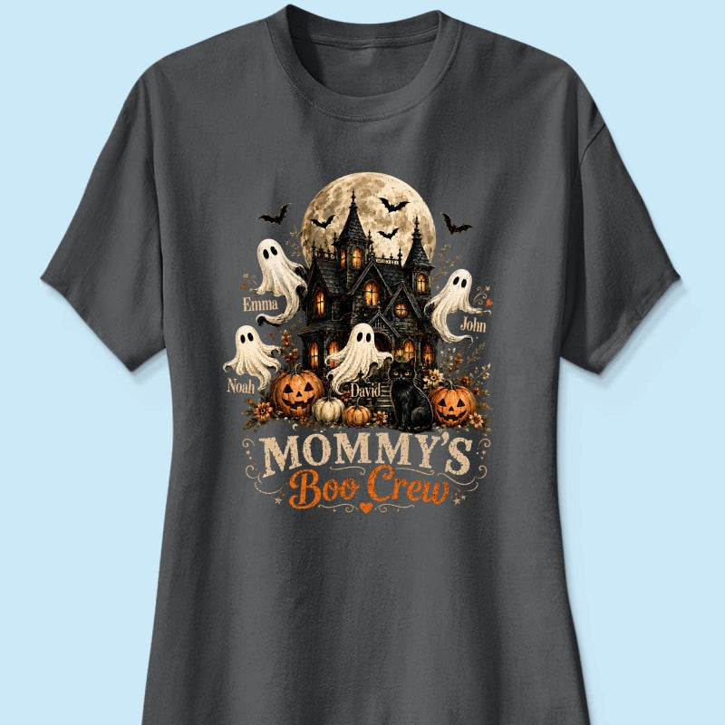 Mommy's Boo Crew Halloween Haunted House - Personalized Shirt - Gift for Mom, Wife