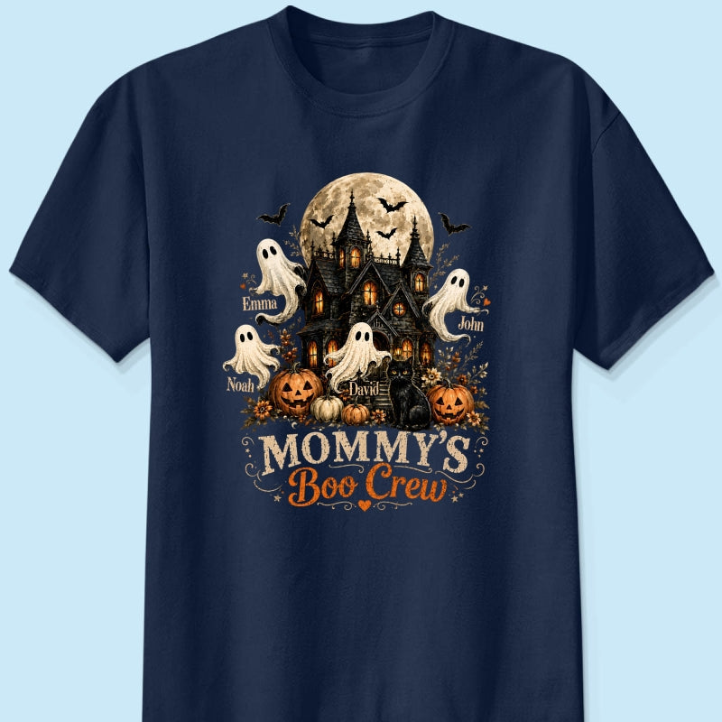 Mommy's Boo Crew Halloween Haunted House - Personalized Shirt - Gift for Mom, Wife
