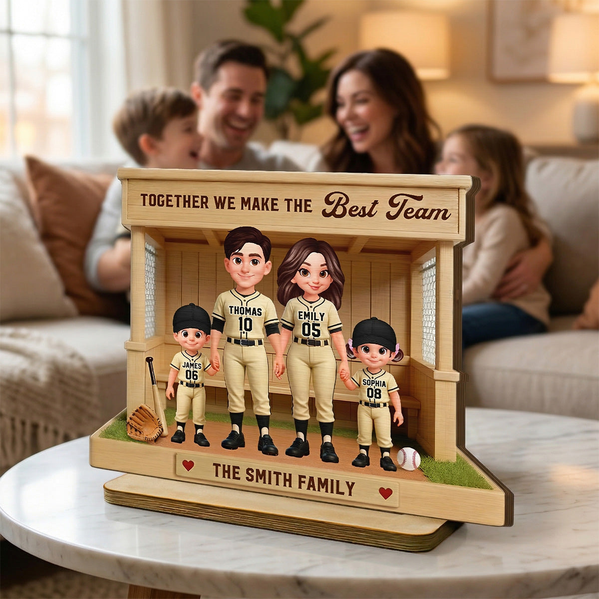 Baseball Family Dream Team Baseball Dugout - Personalized 2-Layered Wooden Plaque - Unique Gift For Baseball Mom, Dad