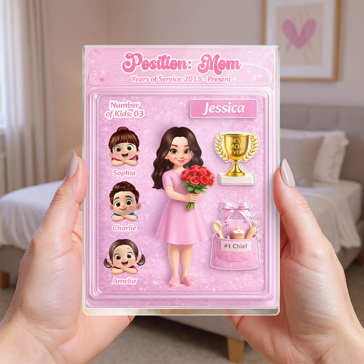 Mom's Litte World - Personalized Acrylic Block Plaque - Heartfelt Gift For Mom, Grandma
