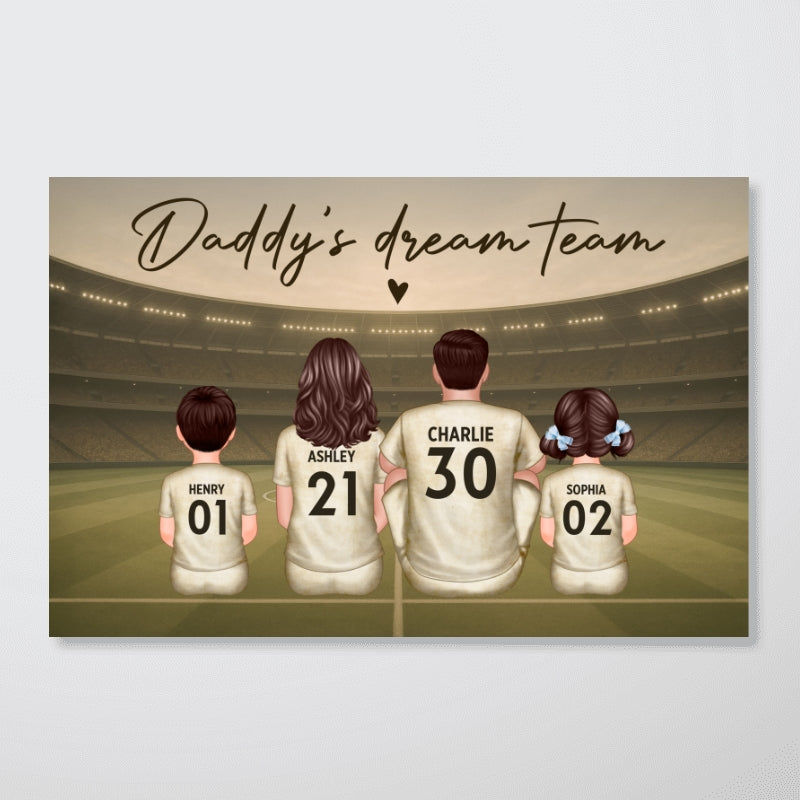 Retro Vintage Soccer Daddy's Dream Team Personalized Poster, Gift For Dad