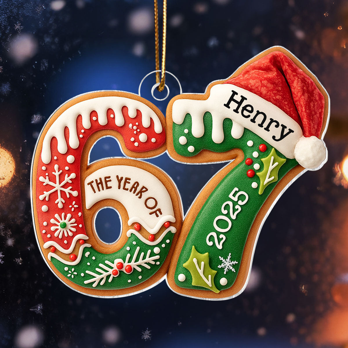 Custom Name Six Seven, Funny 6 7 - Personalized Acrylic Ornament - Kids Gen Alpha Humor Christmas Gift, Christmas Tree Decor