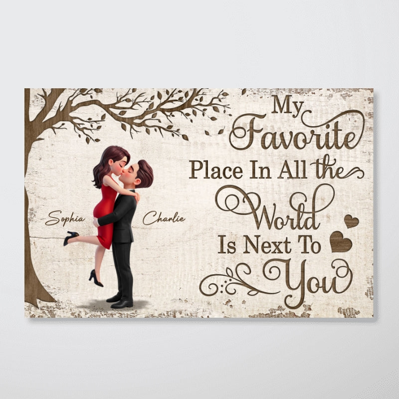 Eternal Love Couple Hugging Kissing Under Tree - Personalized Poster - Valentine's Day Gift For Couple