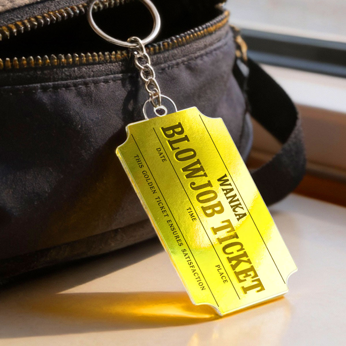 Golden Ticket Funny Valentine's Day Gift for him - Personalized Acrylic Keychain