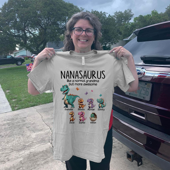 Grandmasaurus And Kids 3D Effect Dinosaurs Personalized Shirt | A Heartfelt Gift for Grandma's Birthday, Mother’s Day, or Just Because