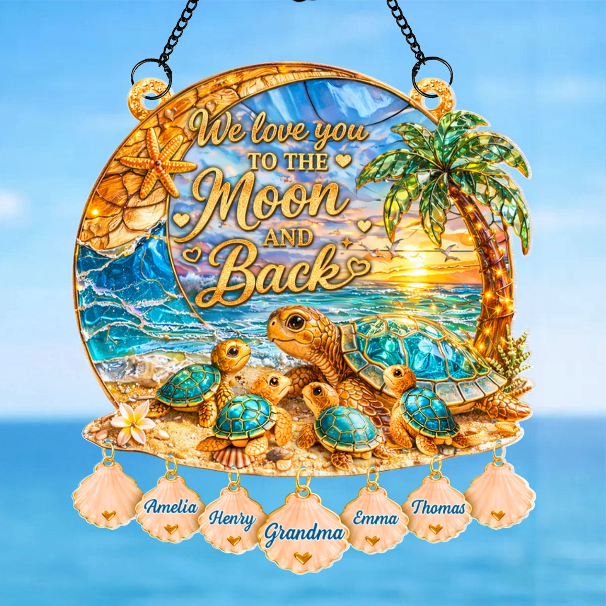 We Love You to the Moon and Back Turtle Grandma Mom - Personalized Suncatcher - Mother's Day Gift for Grandma, Mom, Wife