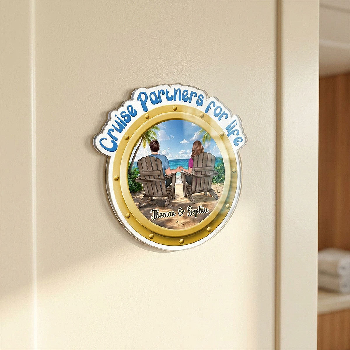 Cruise Partners For Life Couple Back View - Personalized Cruise Ship Door Magnet