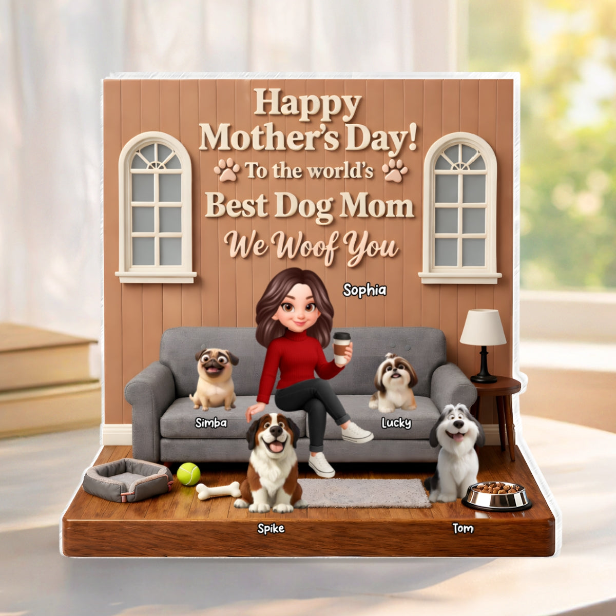 Best Dog Mom We Woof You - Personalized Acrylic Block Plaque - Gift For Dog Lovers, Dog Mom