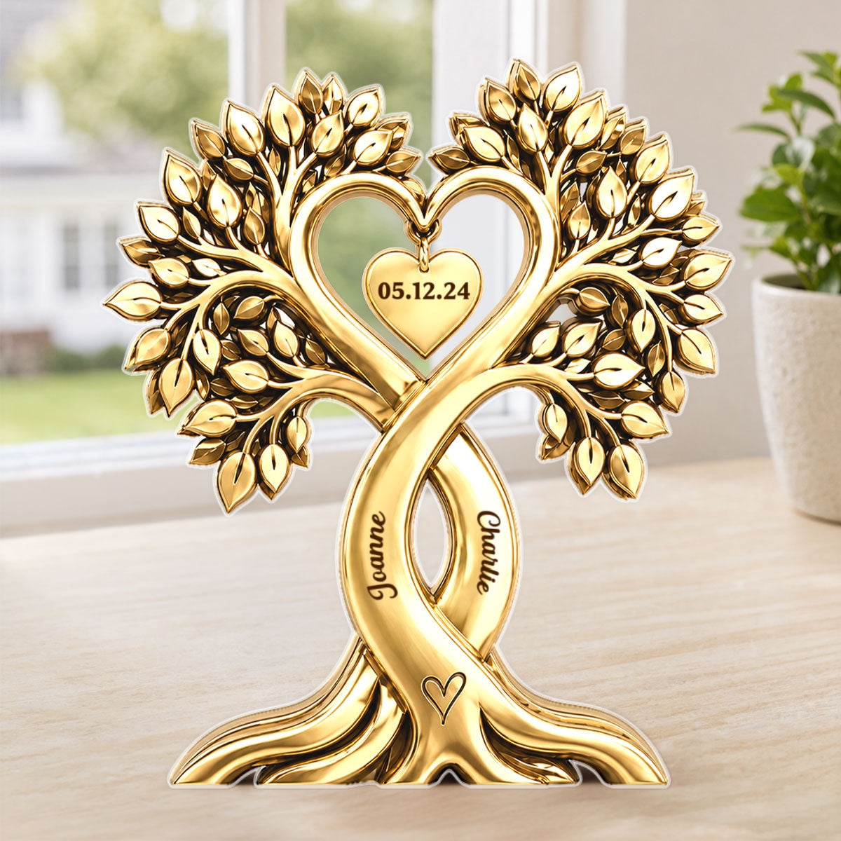 Couple Heart Tree - Personalized Acrylic Block Plaque - Golden Anniversary Gift for Him, Gift for Her