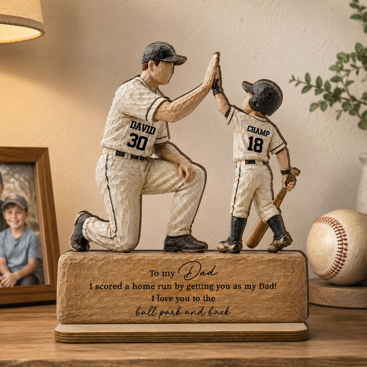 I Scored a Home Run with You as My Dad - Personalized 2-Layered Wooden Plaque -  Gift for Dad from Son Daughter