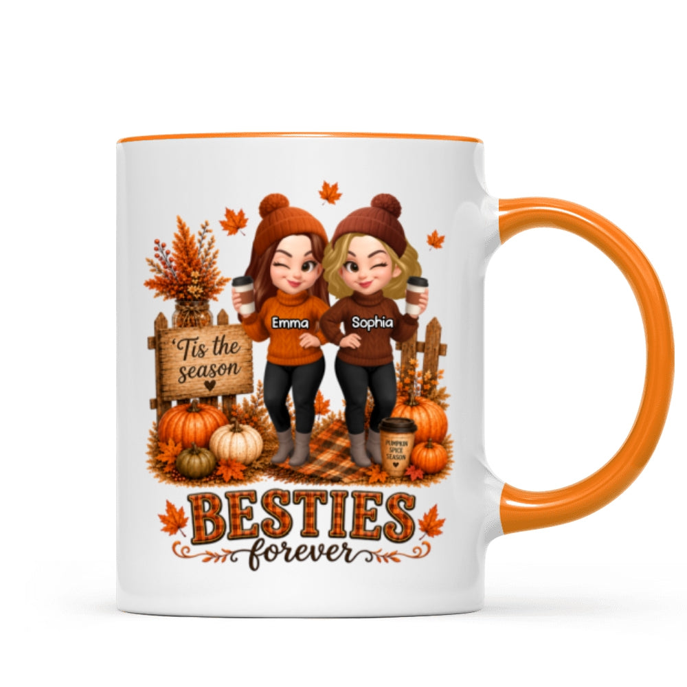 Fall Season Besties Forever - Personalized Mug - Fall Gift for Best Friends
