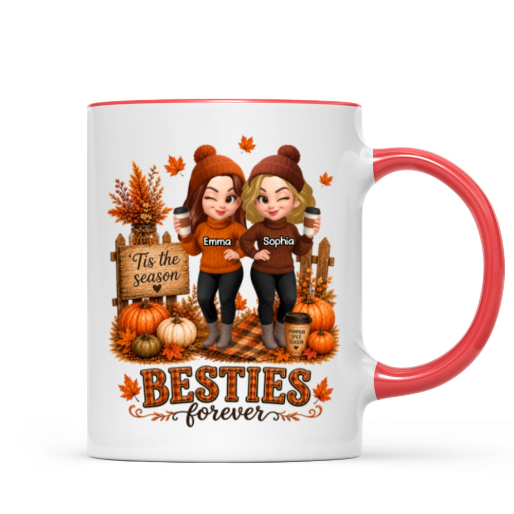 Fall Season Besties Forever - Personalized Mug - Fall Gift for Best Friends