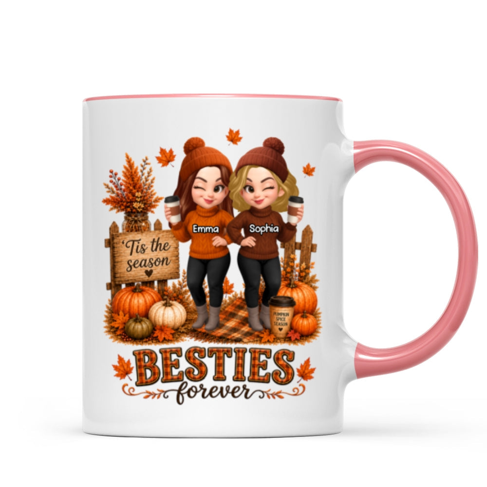 Fall Season Besties Forever - Personalized Mug - Fall Gift for Best Friends