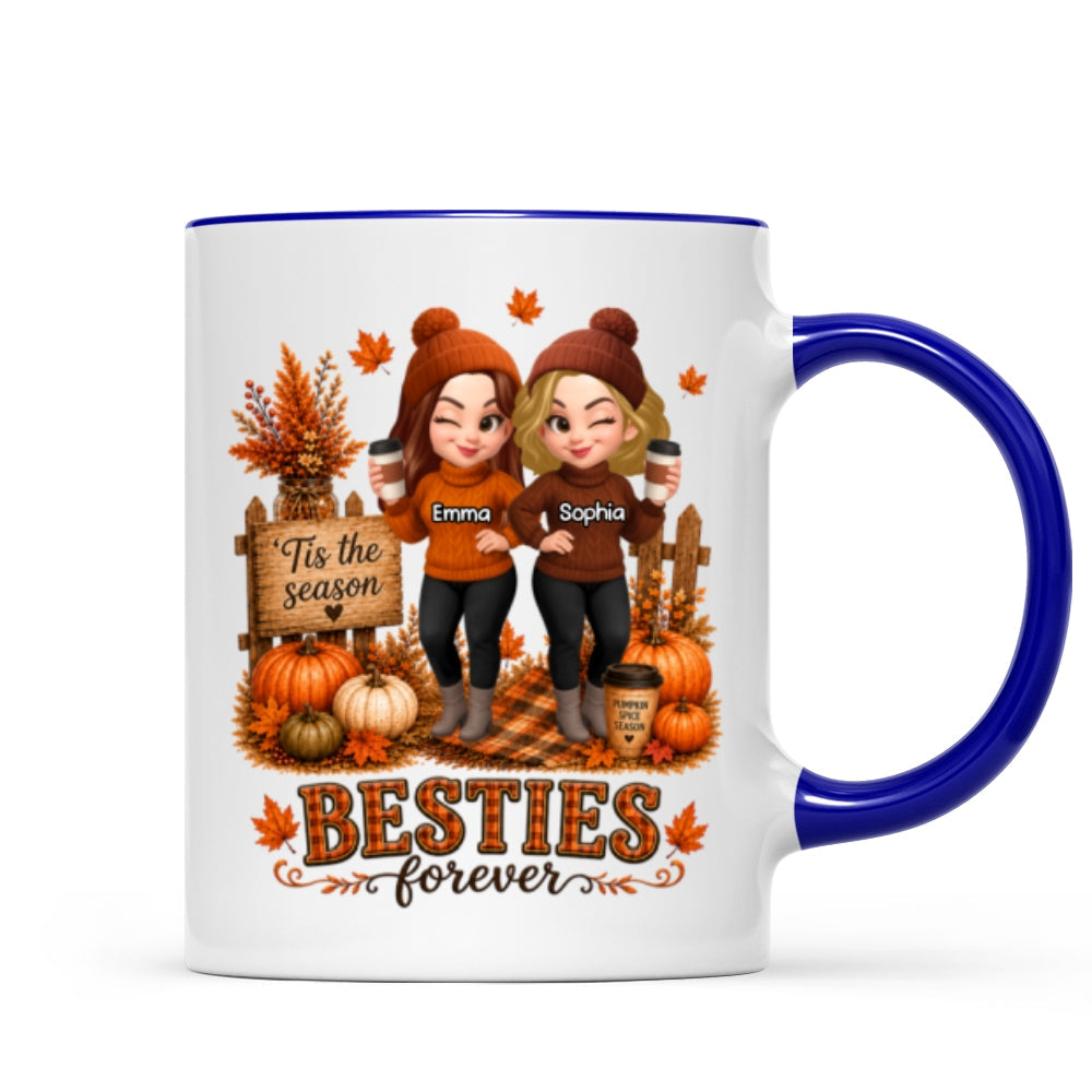 Fall Season Besties Forever - Personalized Mug - Fall Gift for Best Friends