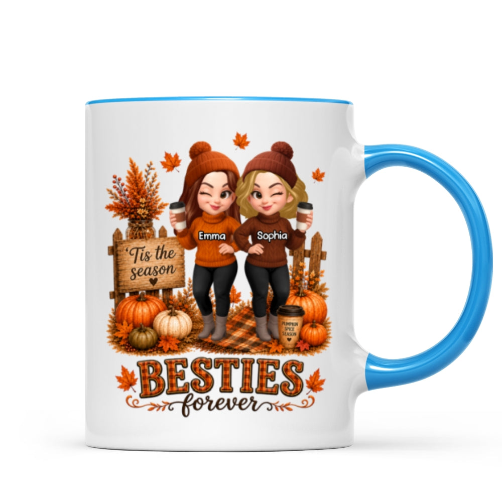 Fall Season Besties Forever - Personalized Mug - Fall Gift for Best Friends