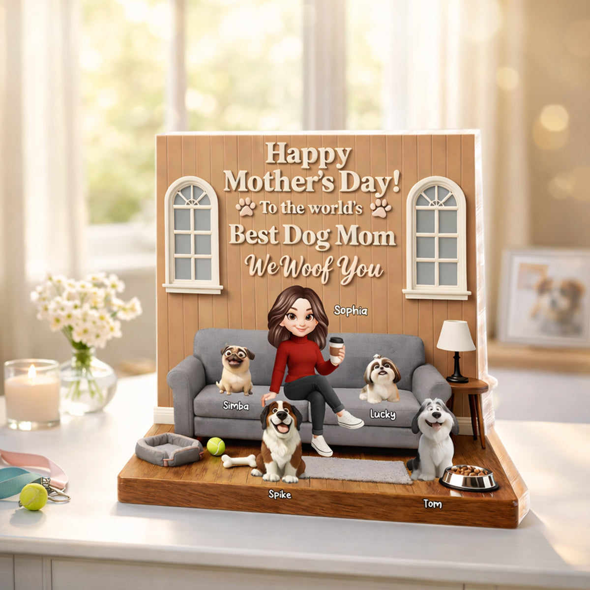 Best Dog Mom We Woof You - Personalized Acrylic Block Plaque - Gift For Dog Lovers, Dog Mom