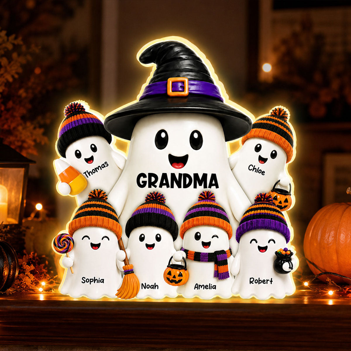 Mysterical Grandma's Boo Crew - Personalized Light Box - Halloween Decoration For Grandma