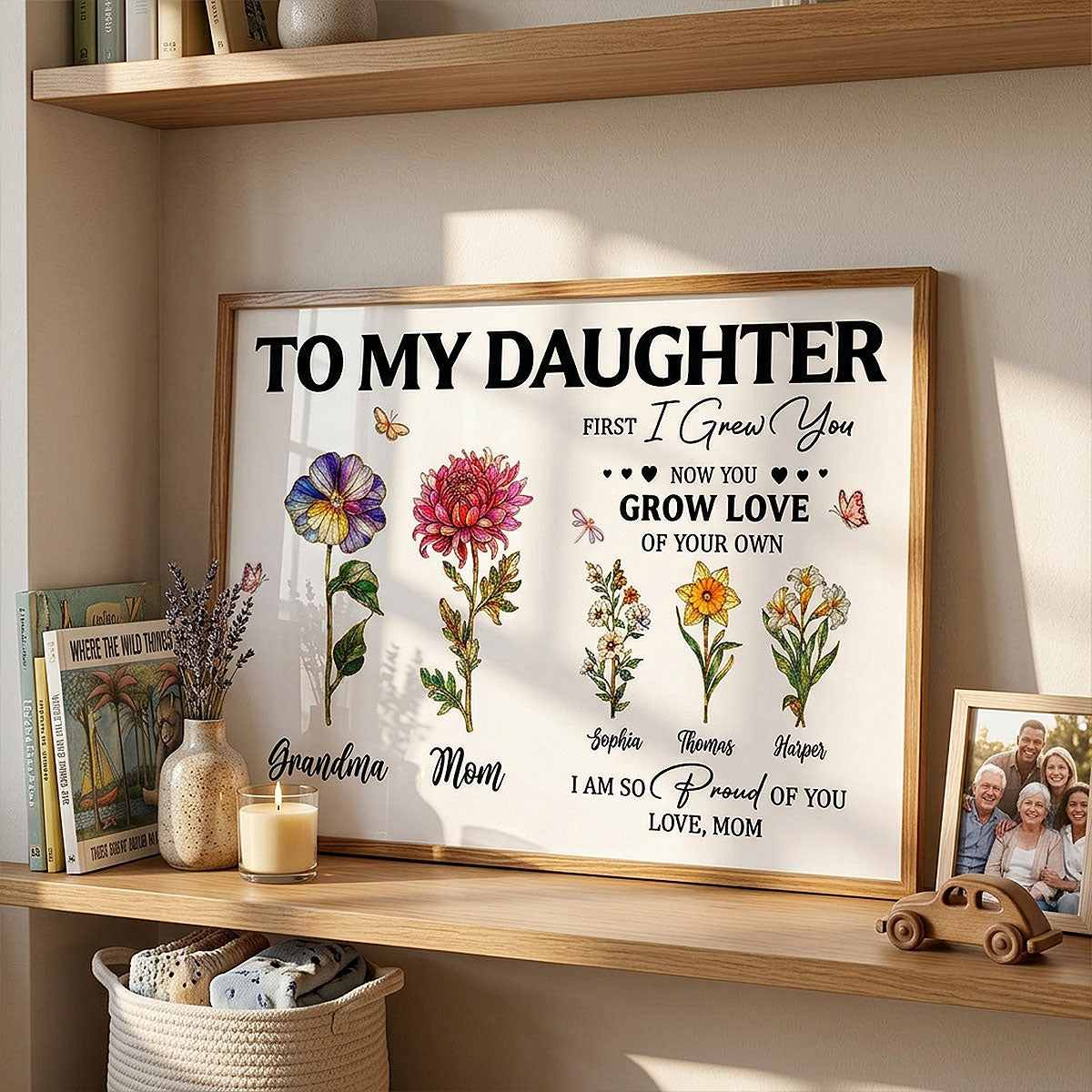 To My Daughter First I Grew You Birth Month Flowers Custom Kids Names- Personalized Poster - Mother's Day Gift For Daughter