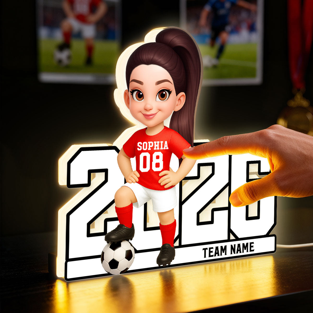 Christmas Soccer Player - Personalized Light Box - Gift For Soccer Lovers, Soccer Team