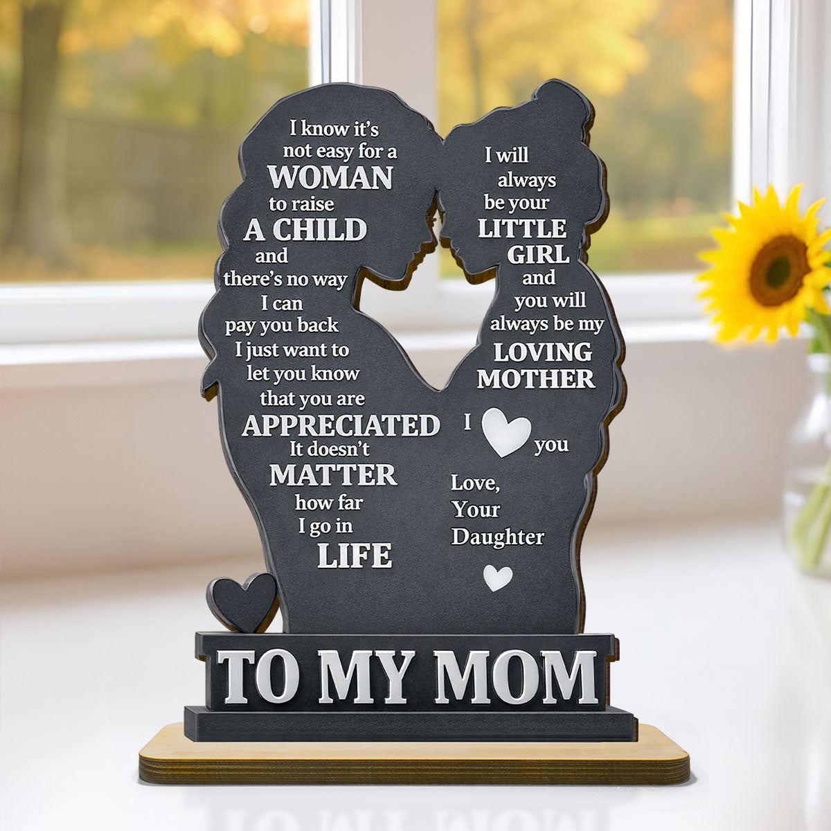 To My Mom - Personalized 2-Layered Wooden Plaque - Heartfelt Gift For Mom, Grandma