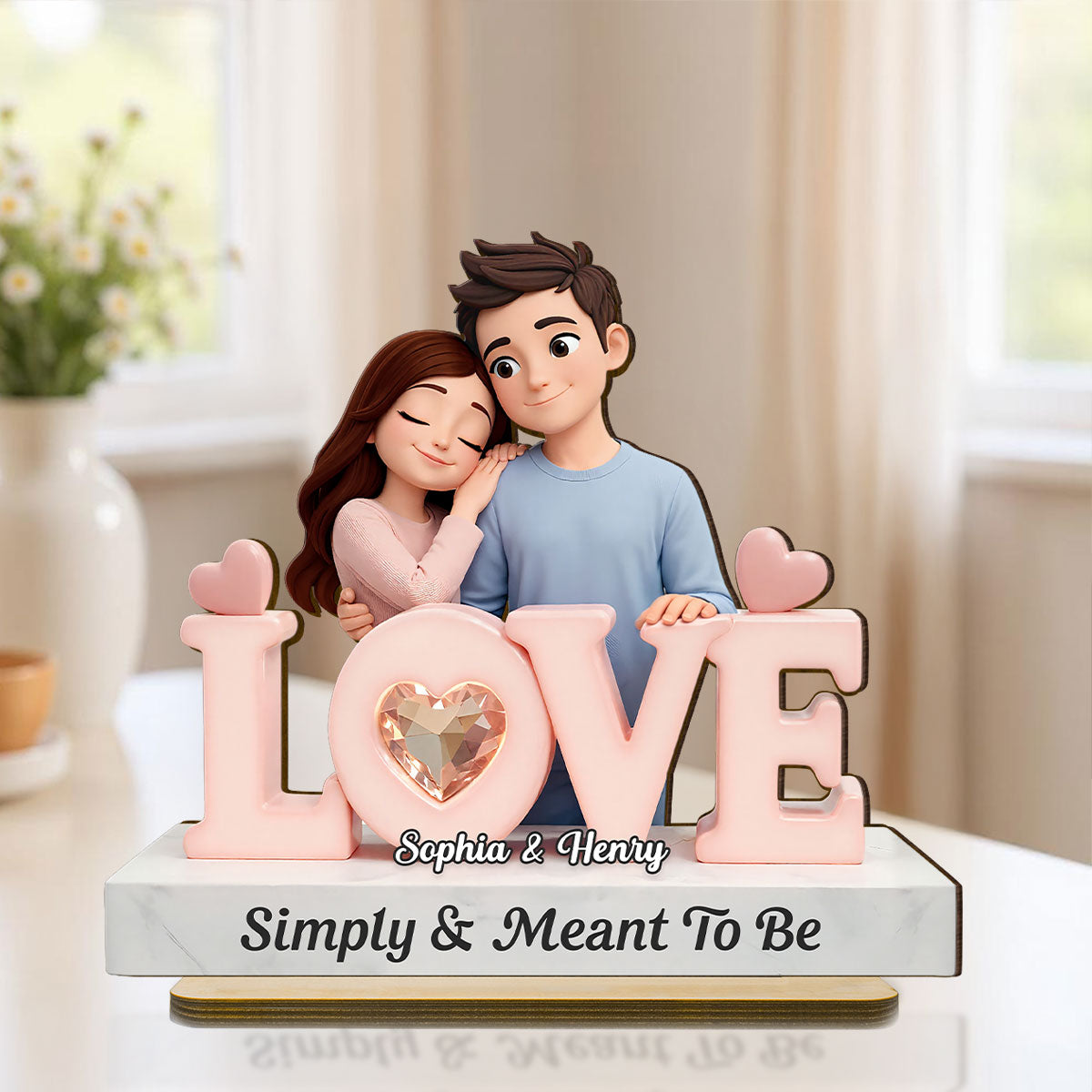 Simply & Meant To Be Romantic Couple - Personalized 2-Layered Wooden Plaque - Valentine's Gift For Him, For Her, For Couple