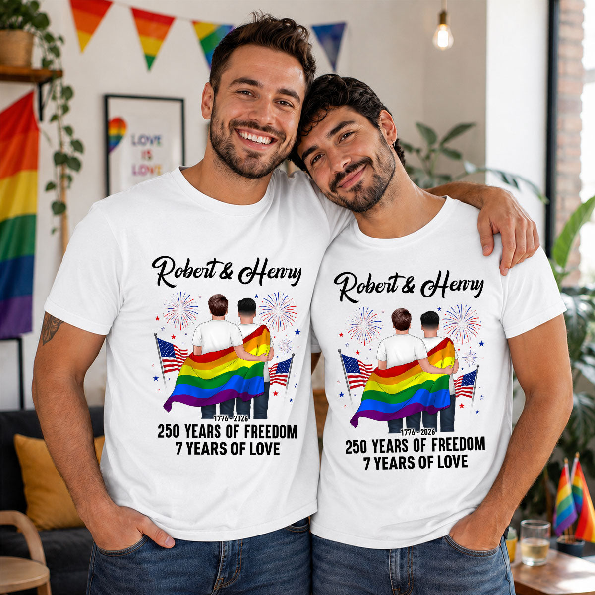 250 Years of Freedom LGBT Couple - Personalized Shirt - America 250th Anniversary