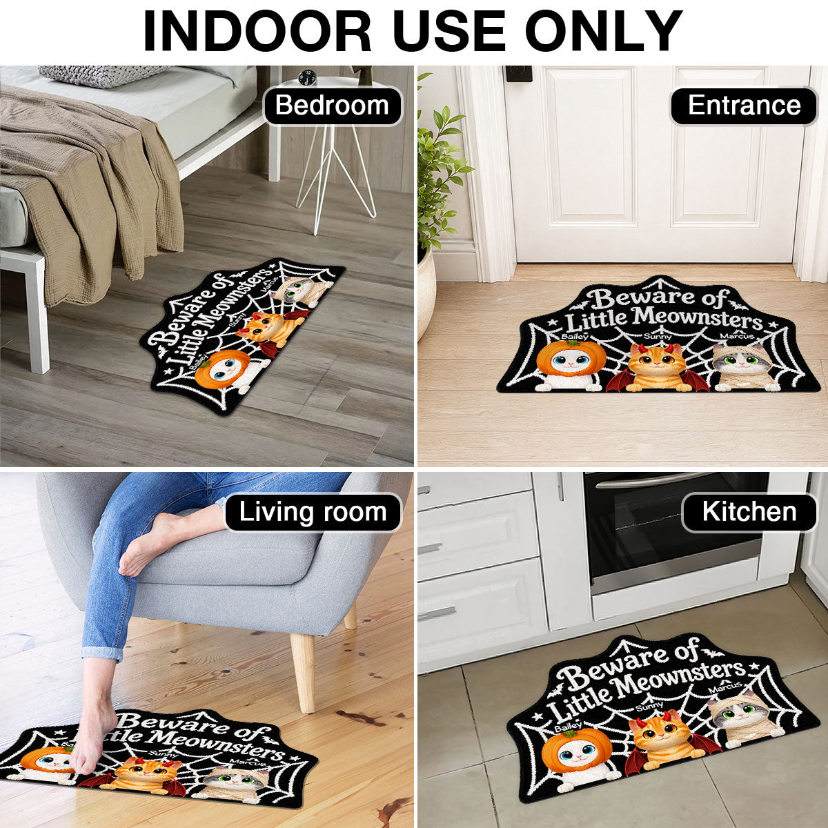 Creepy Cute Cat - Personalized Doormat - Halloween Gift Fot Cat Lovers