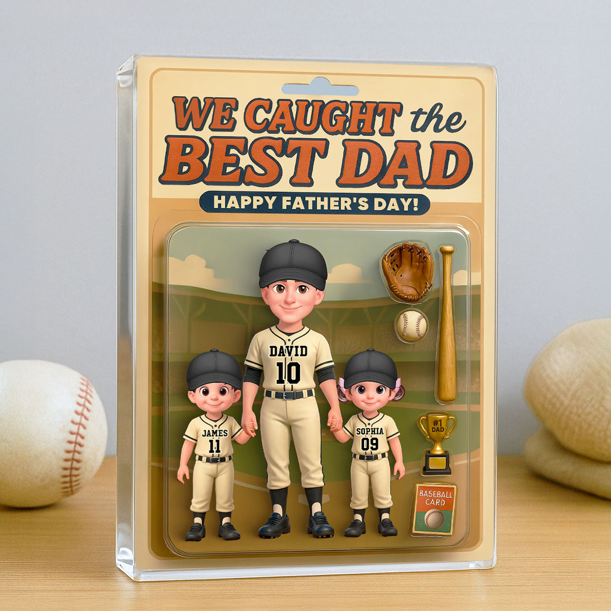 Baseball Things We Caught The Best Dad - Personalized Acrylic Block Plaque -  Gift For Baseball Dad