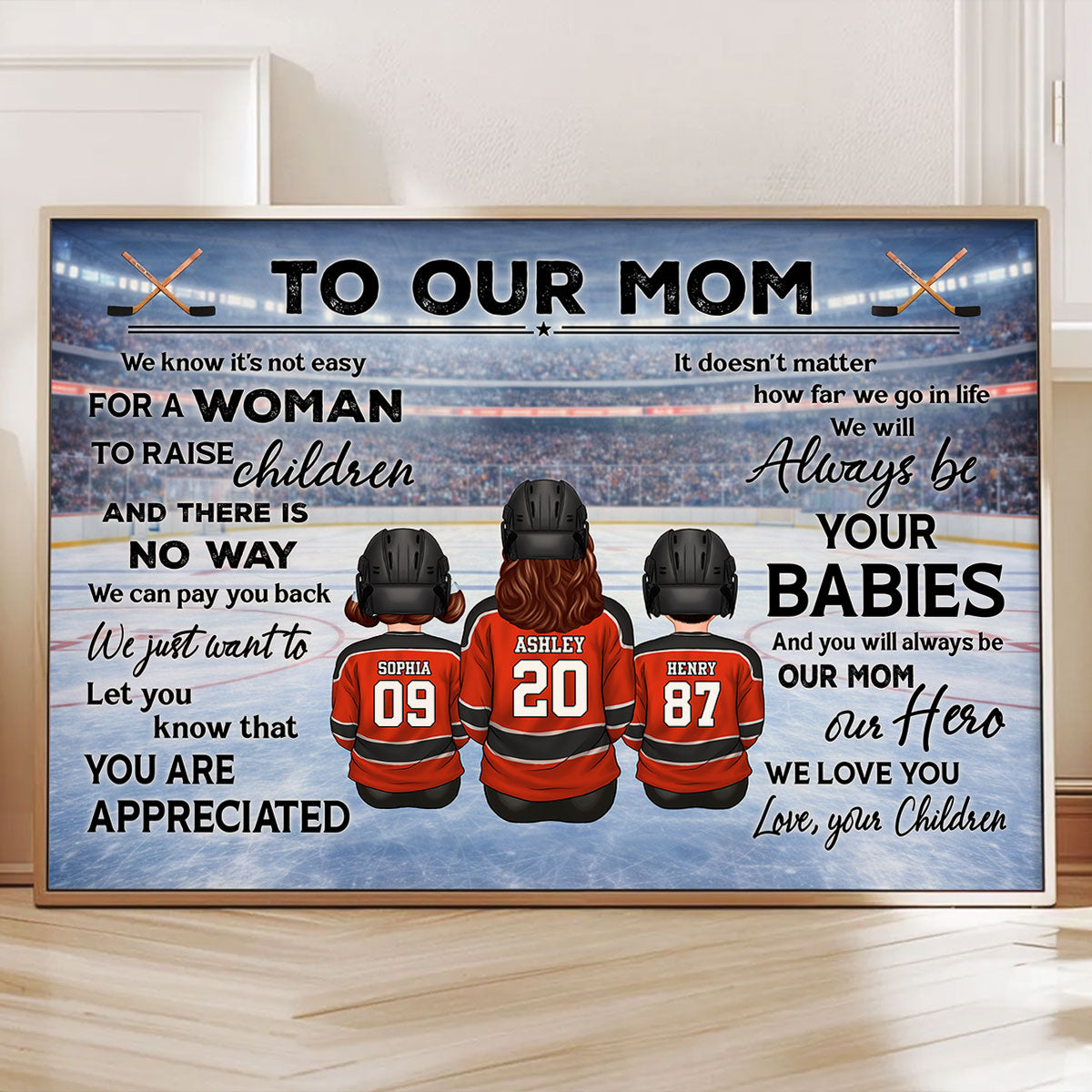 To Our Mom Hockey Kids Family - Personalized Poster - Heartfelt Gift For Hockey Mom, Gift For Wife