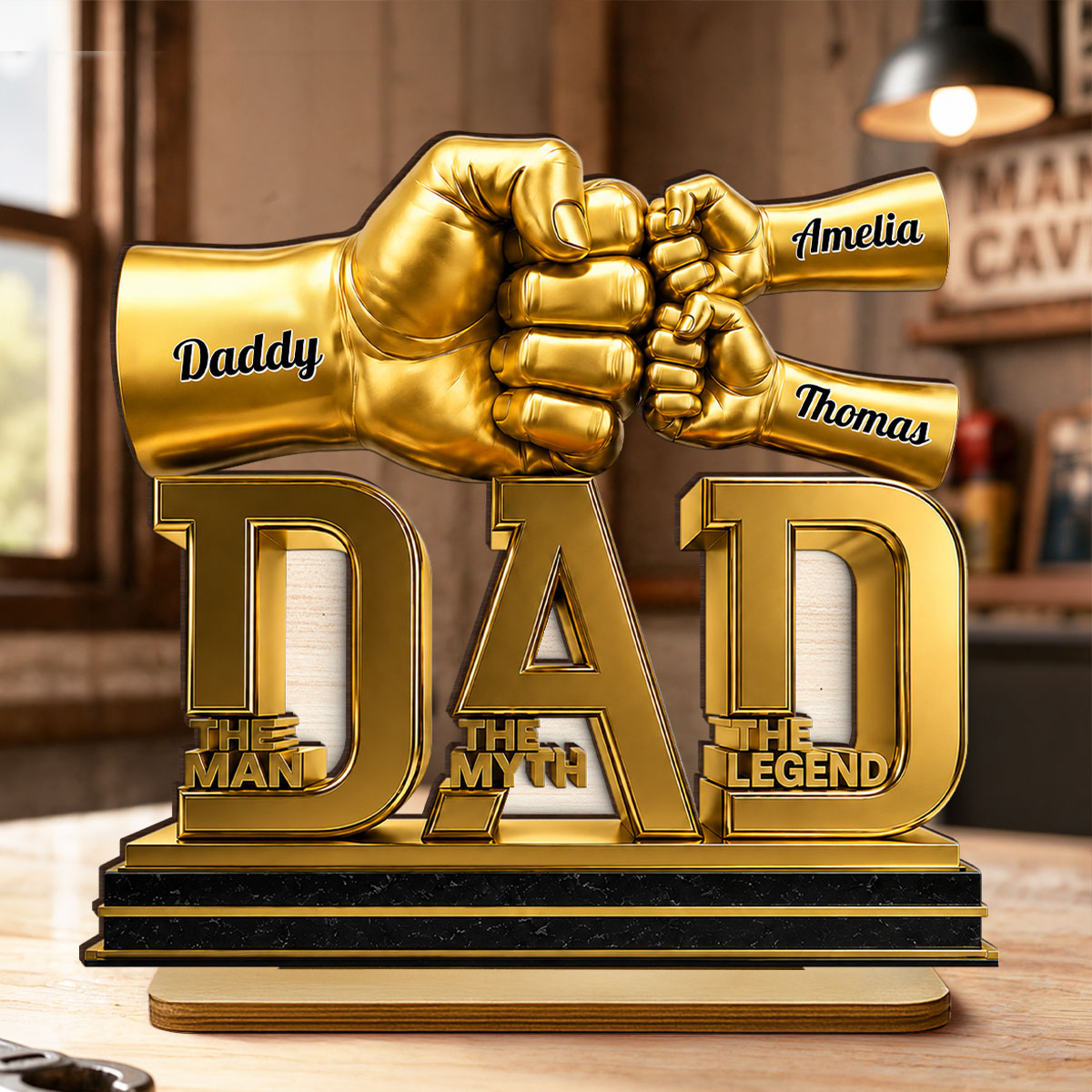 Dad The Man The Myth The Legend - Personalized 2-Layered Wooden Plaque -  Gift for Dad, Husband