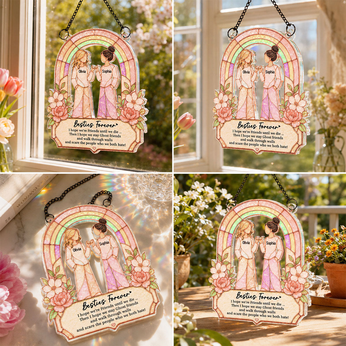 Besties Forever Pinky Promise - Personalized Acrylic Suncatcher - Friendship Keepsake For Best Friends