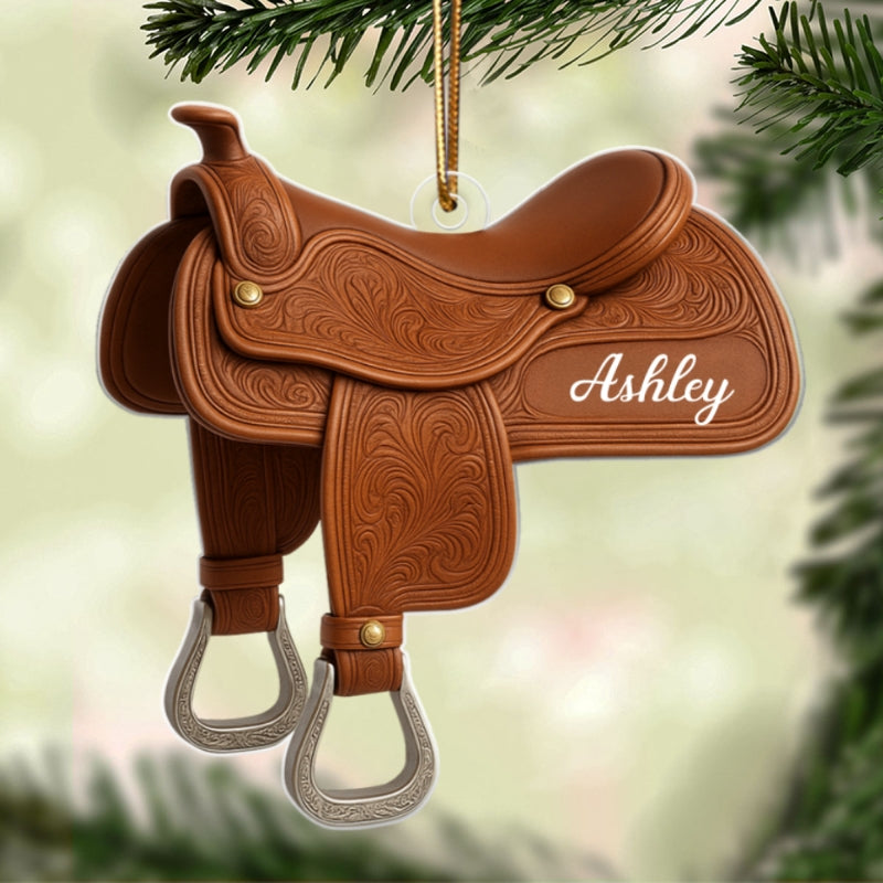 Horse Saddle - Personalized Acrylic Ornament - Christmas Gift for Horse Lovers