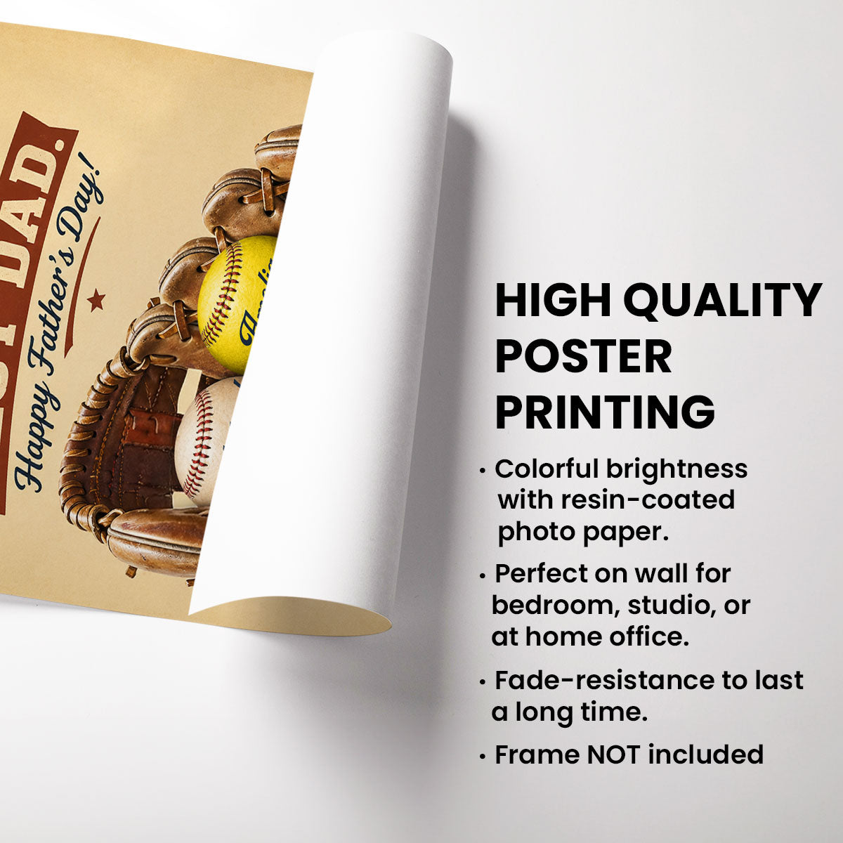 Baseball Print We Caught the Best Dad - Personalized Poster - Father's Day Gift for Dad, Husband