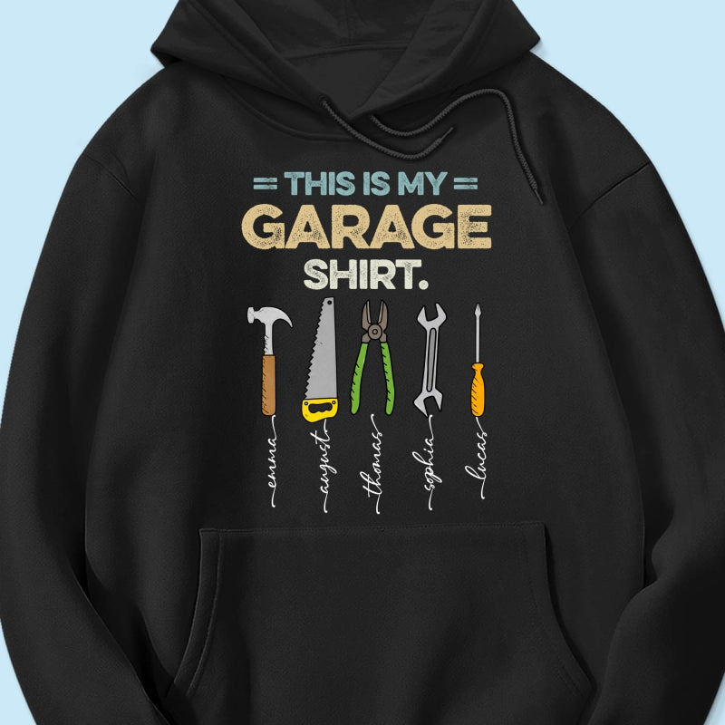 This Is My Garage Shirt Custom Kid Name - Personalized Shirt - Father's Day Gift For Mechanic Dad, Grandpa