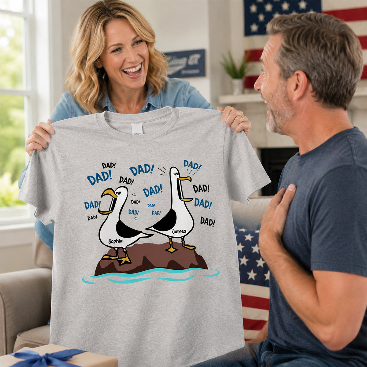 Seagull Dad! Dad! Dad! - Personalized Shirt - Funny Father's Day Gift For Dad, Husband