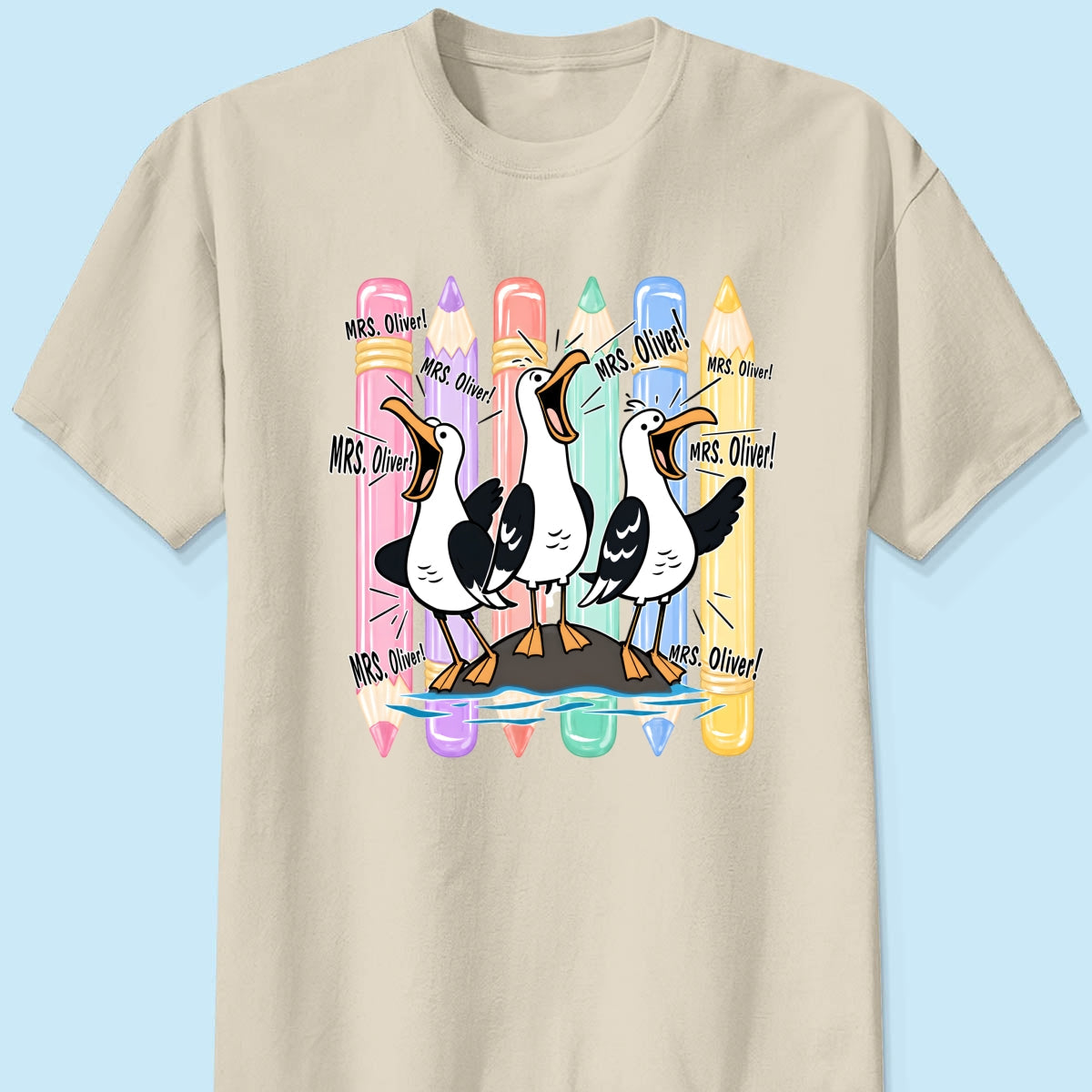 Funny Seagull Teacher - Personalized Shirt - Back to School Shirt for Teachers