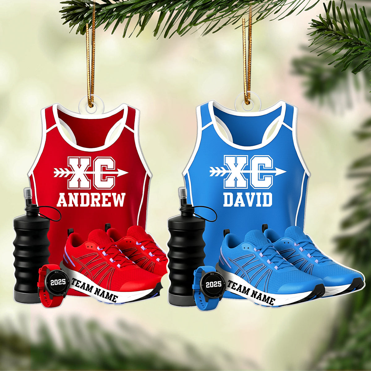 3D Effect Cross Country Runner - Personalized Acrylic Ornament - Unique Christmas Gift For Son, Daughter, Grandson, Granddaughter