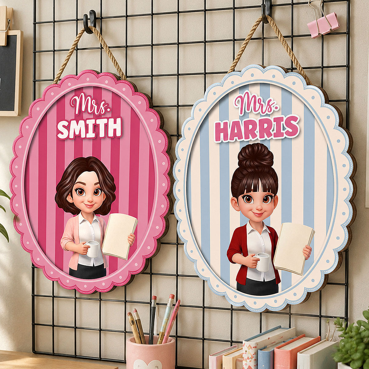 Colorful Striped Teacher Welcome To Our Classroom - Personalized Door Sign - Back to School Gifts for Teacher