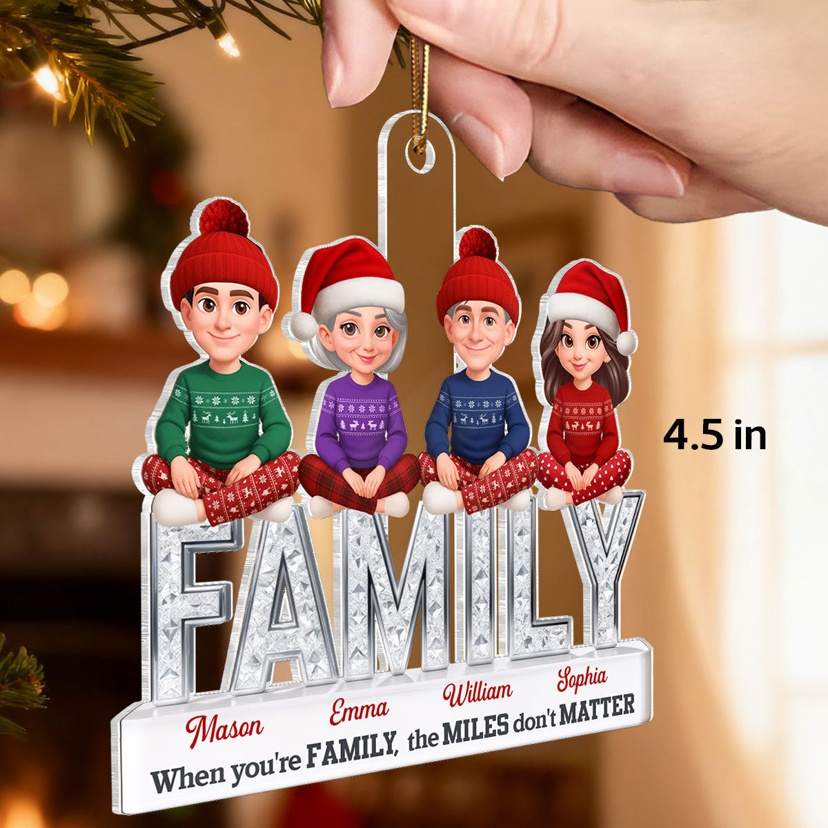 3D Shining Effect Family Forever - Personalized Acrylic Ornament - Christmas Gift For Family