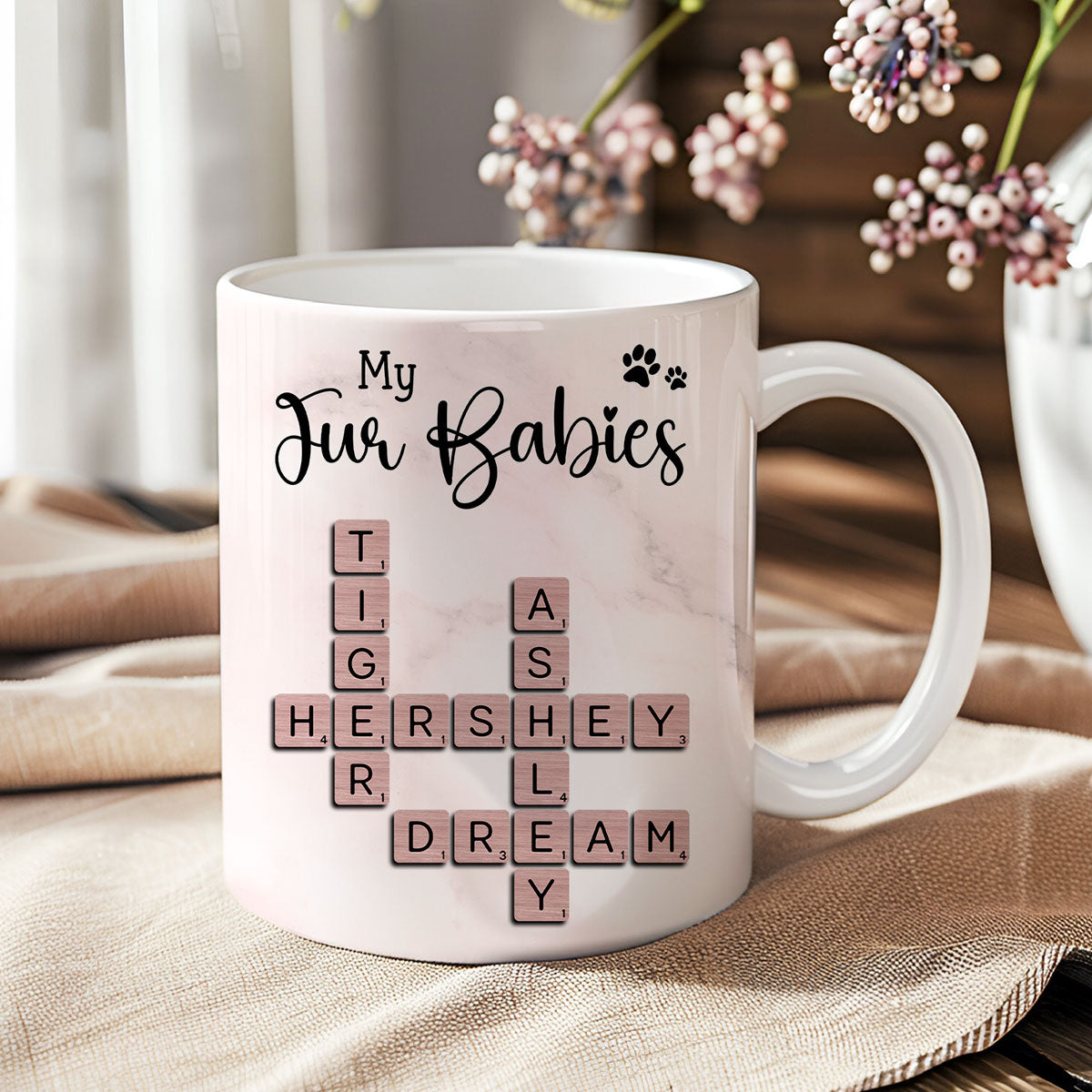 My Fur Babies Pets Crossword - Personalized Mug - Sentimental Gift for Pet Lovers, Dog Mom, Cat Mom